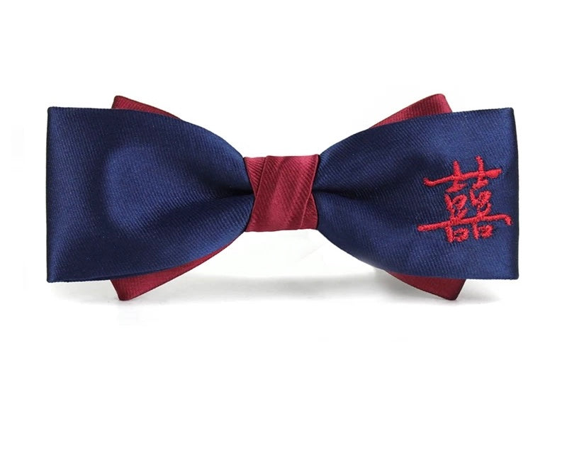 Wedding Tie For Groom Groomsman Bow Tie 囍 喜字