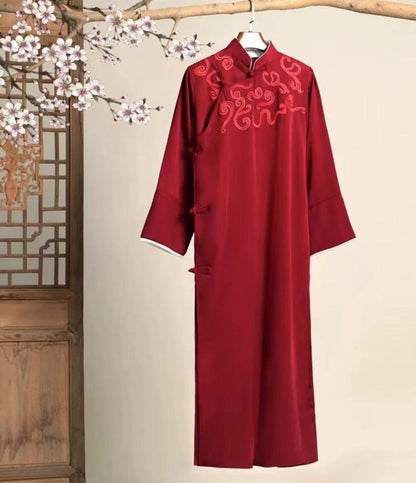 Chinese Long gown Chinese style robe Frog Button Yip Man