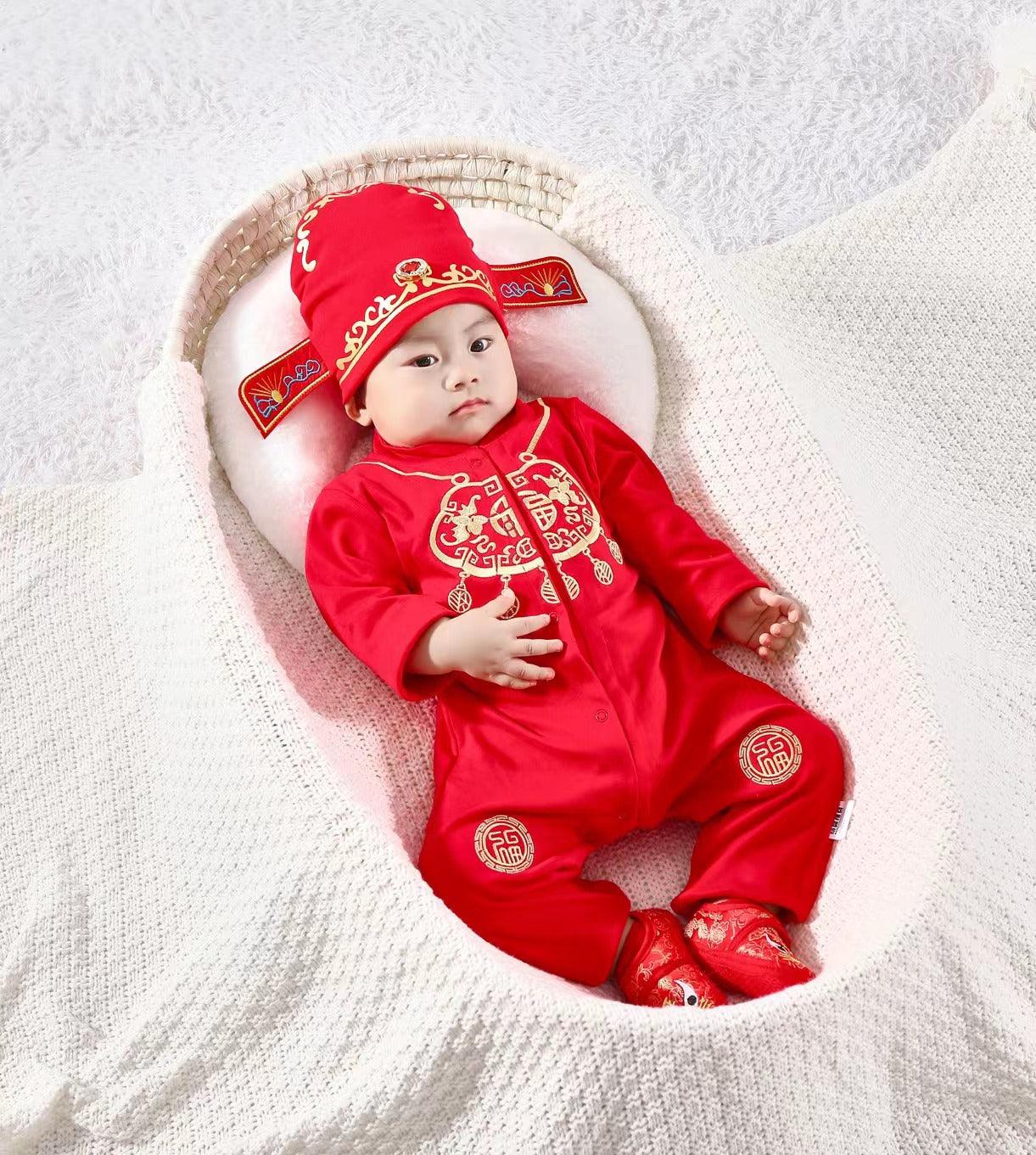 Baby Romper with Hat, Socks, Safe Amulet and Shose Baby Birthday clothes