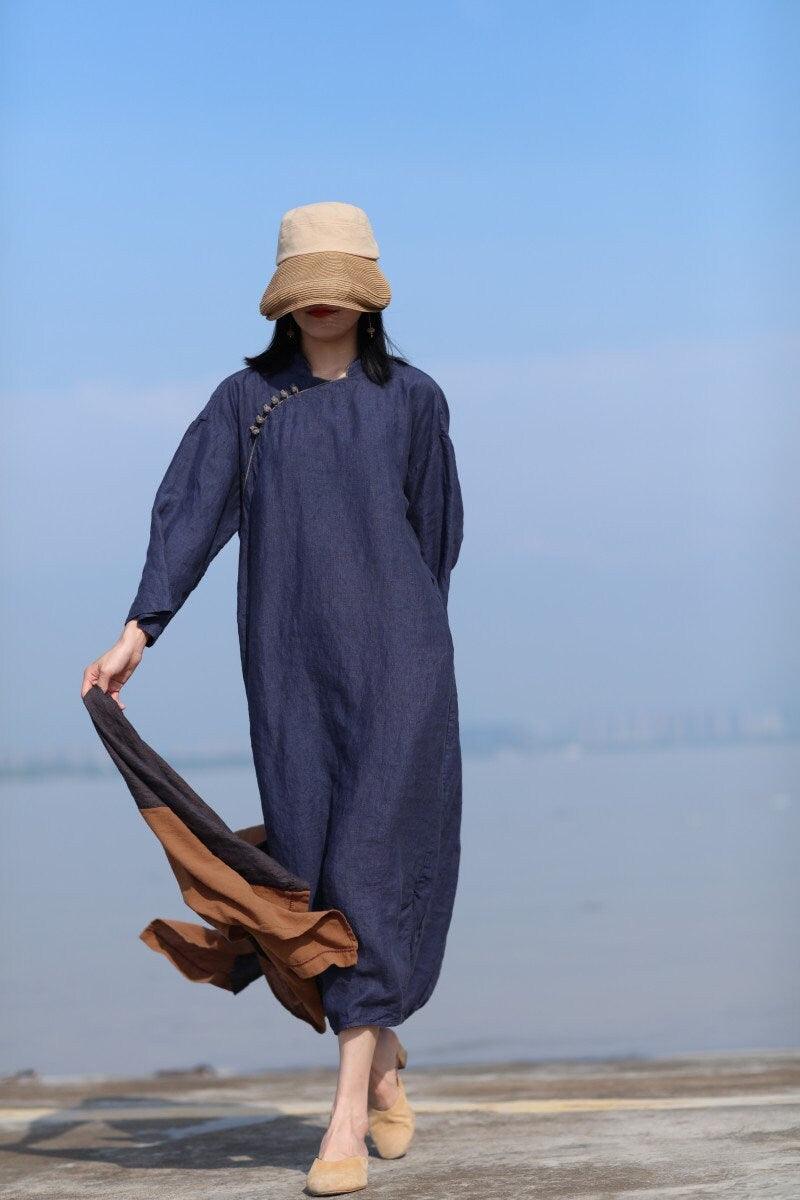 Enzyme Plant Dyeing Linen Dress