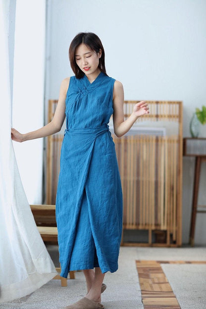 Linen Cotton Dress Chinese Hanfu Qipao Dress