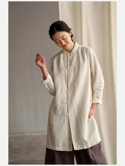 Linen Cotton Long Sleeved Blouse