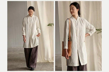 Linen Cotton Long Sleeved Blouse