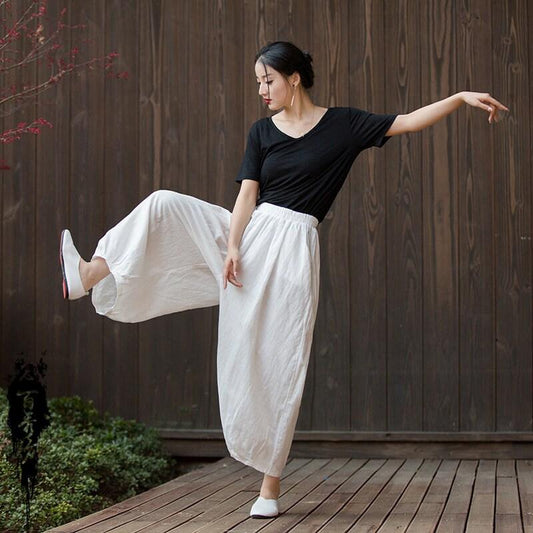 Four Color Linen Cotton Trousers Pants