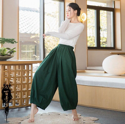 Four Color Linen Cotton Trousers Pants