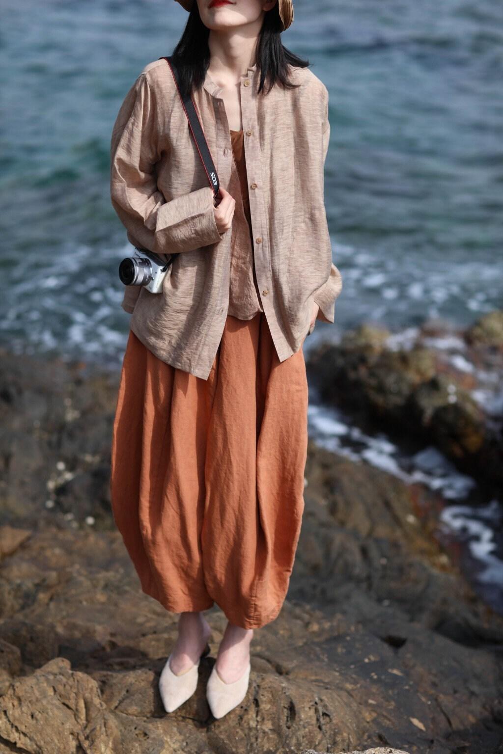 High-quality Linen Pants Orange