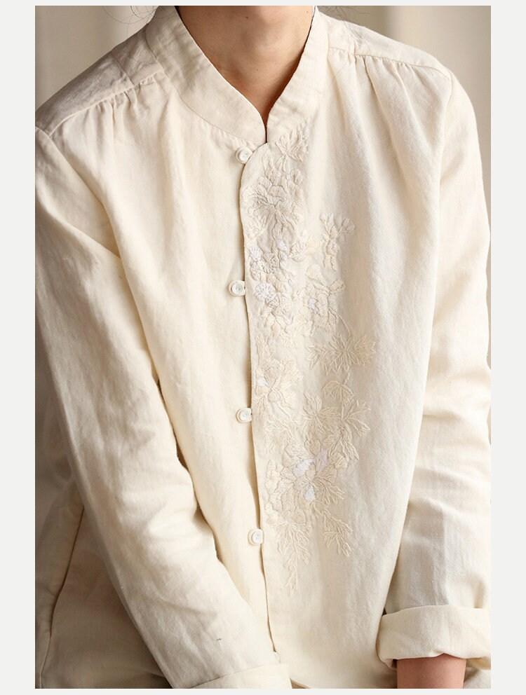 Linen Cotton Long Sleeved Blouse