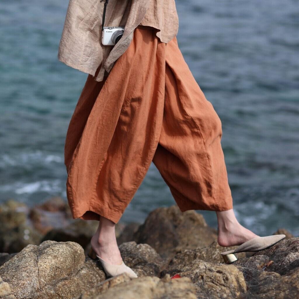 High-quality Linen Pants Orange