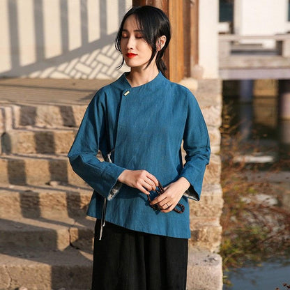 Ramie and Cotton Blouse Chinese Cheongsam Top