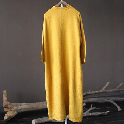 Yellow Cotton Dress Frog Button