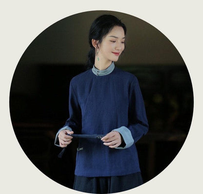 Natural Materials Dark Blue Blouse