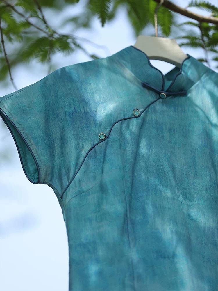 Light Blue Cheongsam Summer Chinese Qipao