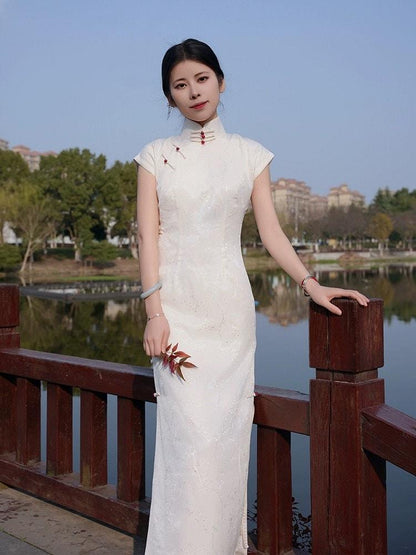 White Cheongsam Traditional Qipao