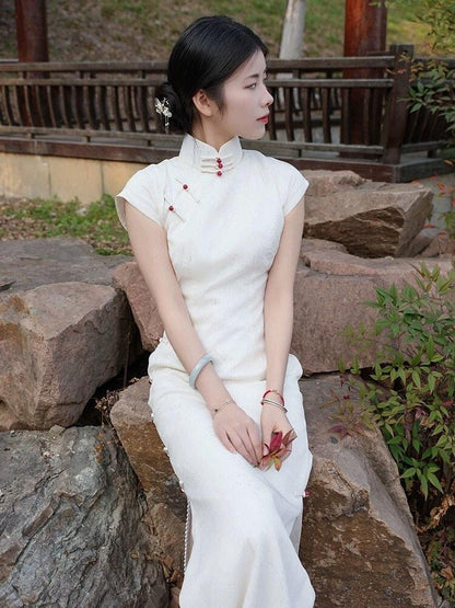 White Cheongsam Traditional Qipao