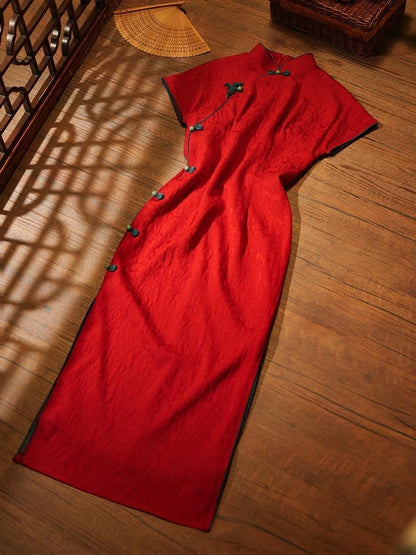 Dark Red Summer Chinese Qipao