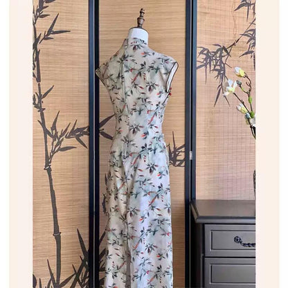 Floral Partten Sleeveless Cheongsam, Modern Chinese Qipao, Party Dress, Date dress