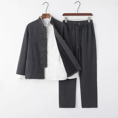 Linen Tang Suit for Men, Three-Piece Set