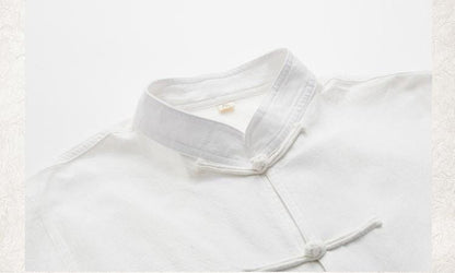 Linen cotton Tang shirt for Men, Chinese white shirt, Long Sleeve, Plus Size, Cheongsam Taichi Kongfu shirt Frog Button