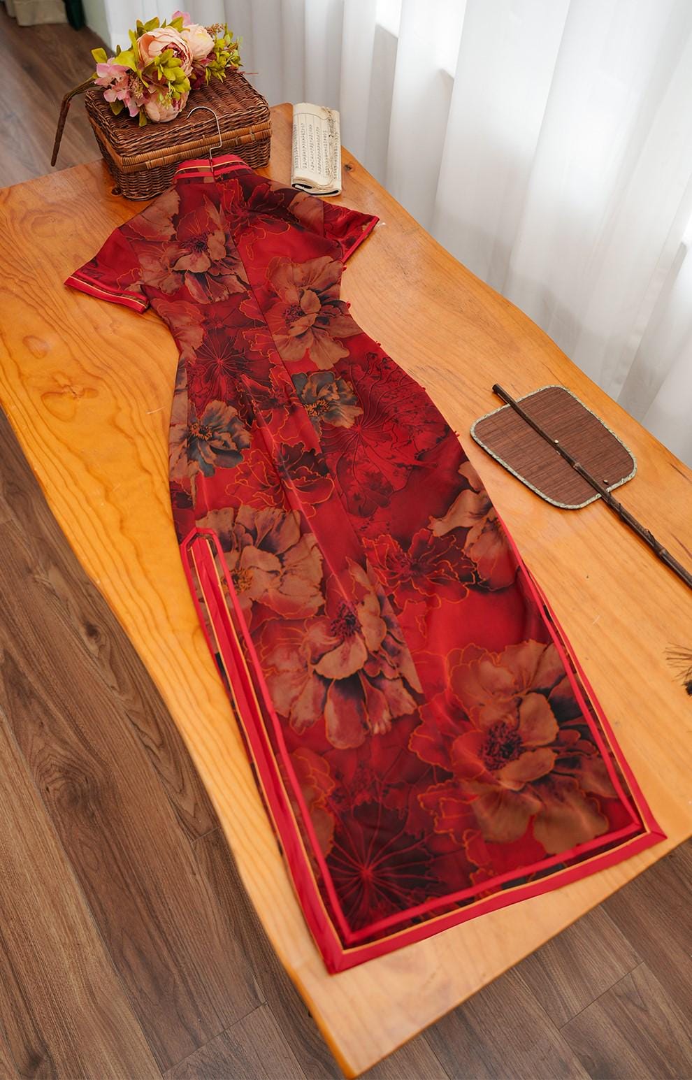 Wine Red Traditional Qipao Cheongsam, Summer Chinese Dress