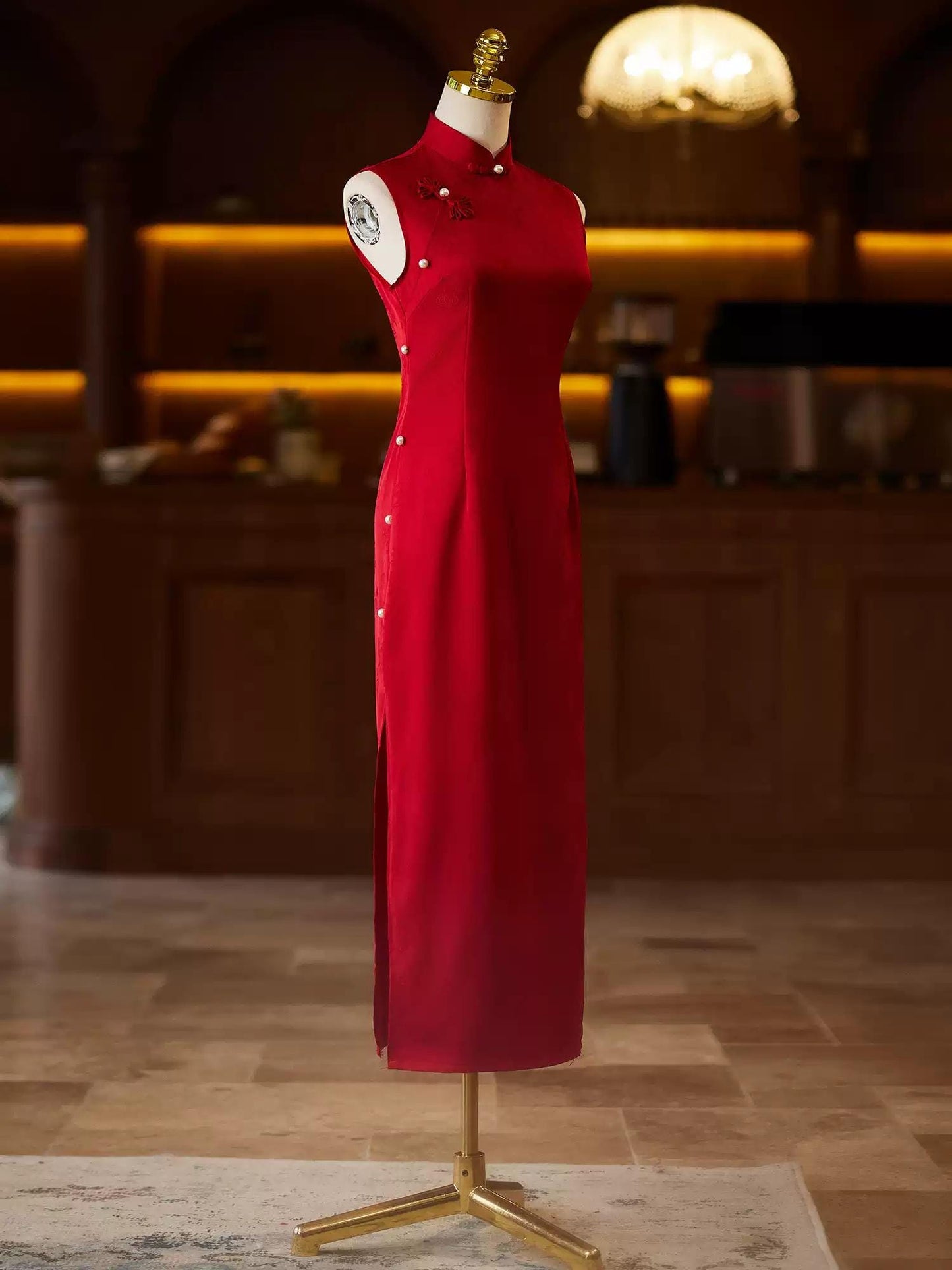 Wine Red Sleeveless Cheongsam, Summer Chinese Qipao