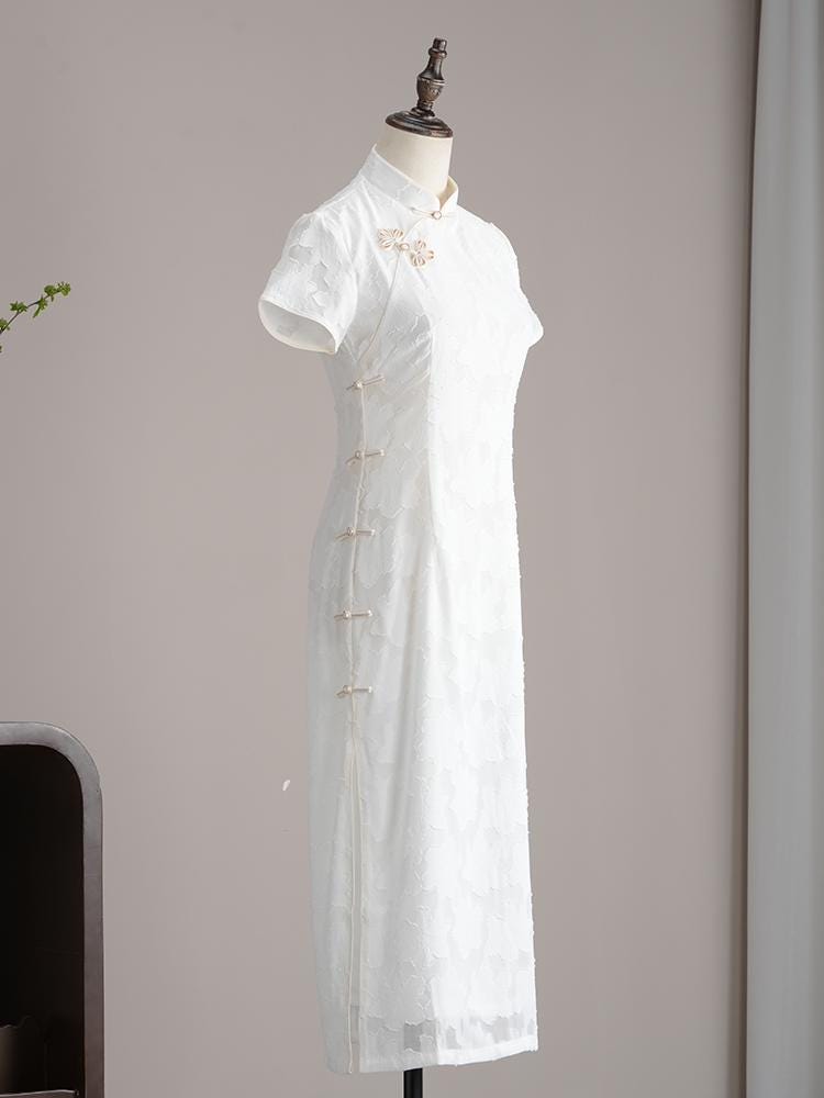 New Chinese Style Cheongsam White Chinese Qipao Young Women's Engagement Dress Bridesmaid dress Simple wedding Dress