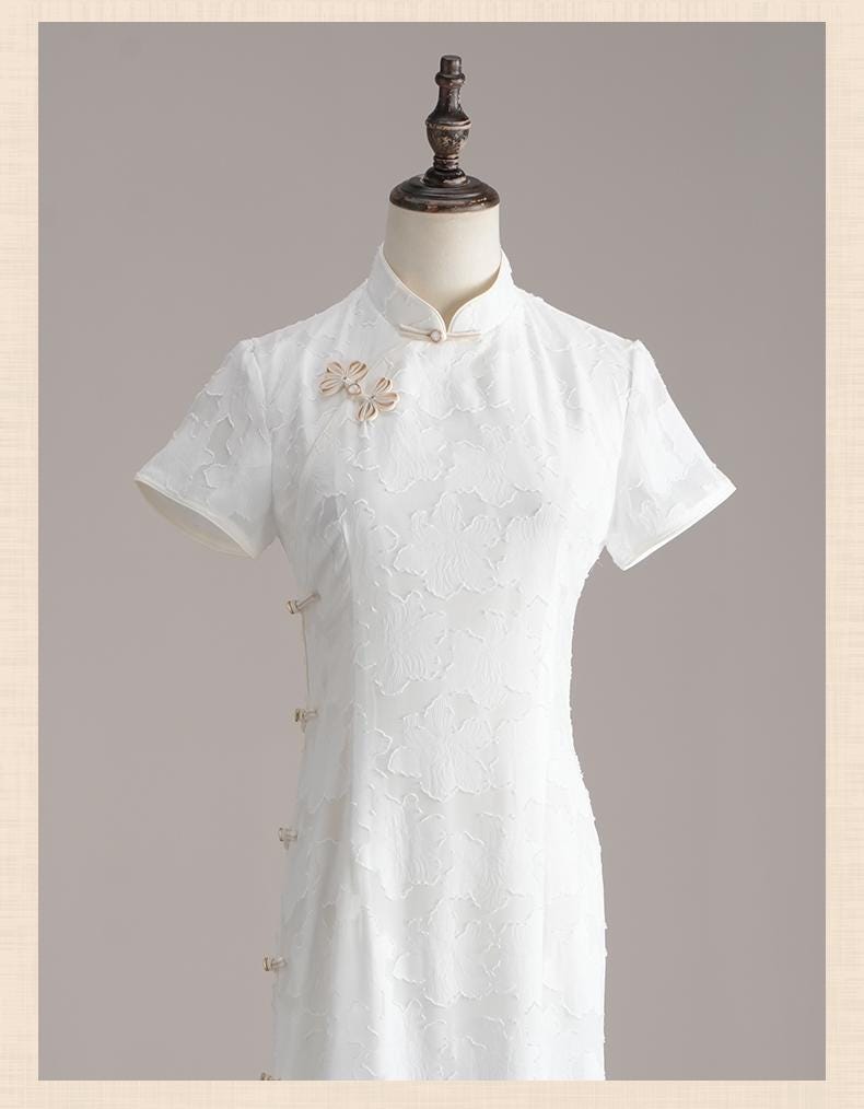 New Chinese Style Cheongsam White Chinese Qipao Young Women's Engagement Dress Bridesmaid dress Simple wedding Dress