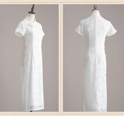 New Chinese Style Cheongsam White Chinese Qipao Young Women's Engagement Dress Bridesmaid dress Simple wedding Dress