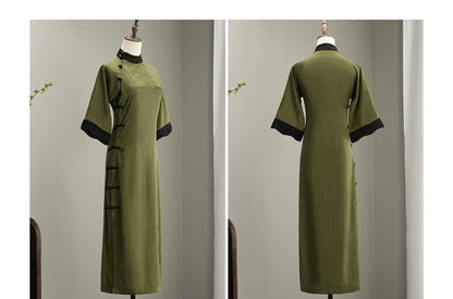 Traditional Cheongsam, Chinese Green Qipao Dress Modern Prom Dress Cocktail Party Mandarin Collar Chinese Tang Suit