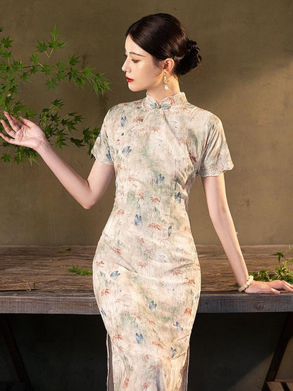 Chinese Modern Cheongsam, Velvet traditional Qipao, Long Length Daily Wear Prom dress Evening Gown Wedding Guest Dress Retro Dress