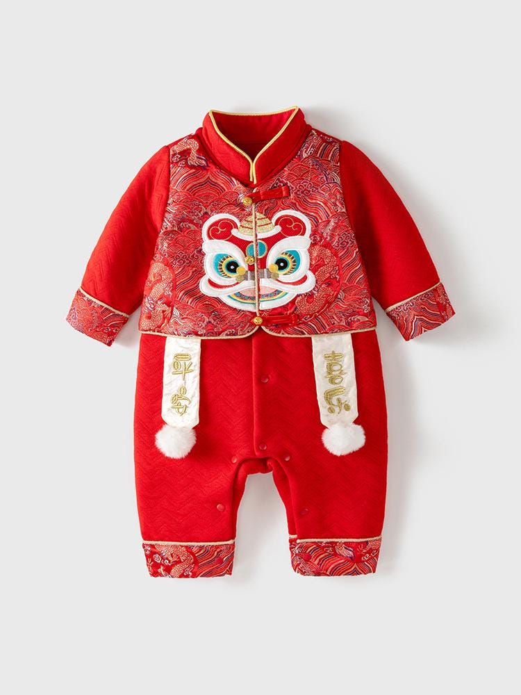 Baby Boy Girl Qipao long-sleeve Coat Children's Chinese New year cheongsam outfit Traditional pattern Red jacket for Baby