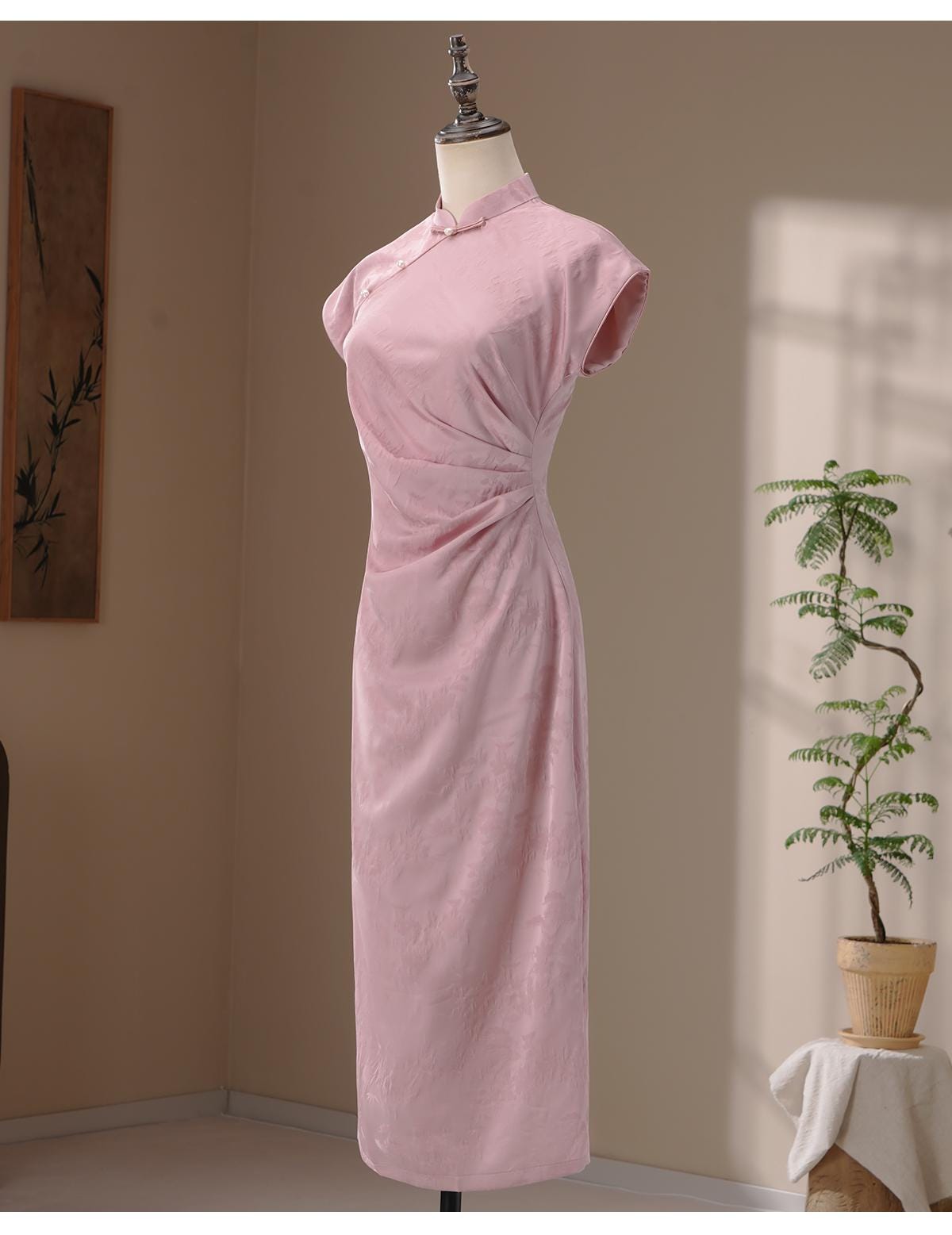 Pink Cheongsam, Summer Chinese Qipao, Daily Wear, Party Dress Prom dress Cocktail Party dress