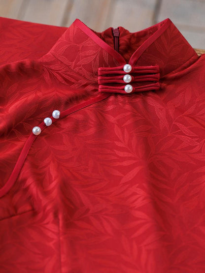 Chinese Red Cheongsam, Modern Chinese Qipao, Jacquard Qipao