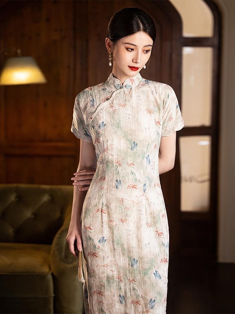 Chinese Modern Cheongsam, Velvet traditional Qipao, Long Length Daily Wear Prom dress Evening Gown Wedding Guest Dress Retro Dress