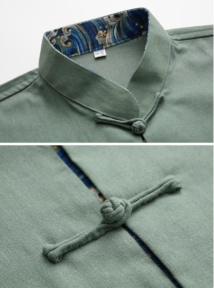 Linen Cotton Tang Jacket for Men Chinese Jacket Long Sleeve