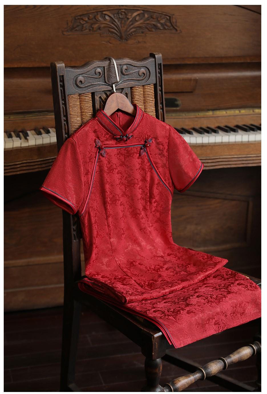 Burgundy Red Qipao Modern Cheongsam