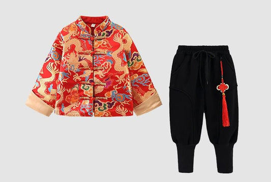 Boy's long-sleeve jacket and pants Chinese New year