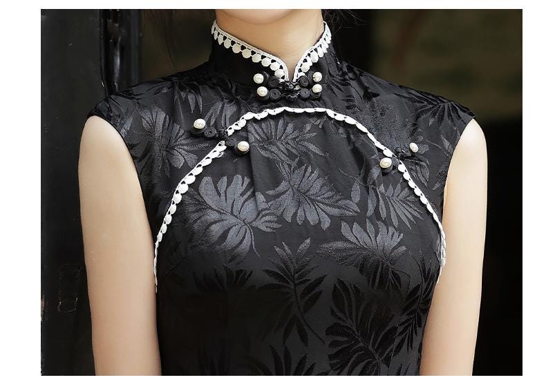 Black Sleeveless Cheongsam Cocktail Boho Party dress