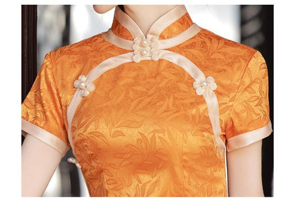 Orange Yellow Chinese Modern Cheongsam