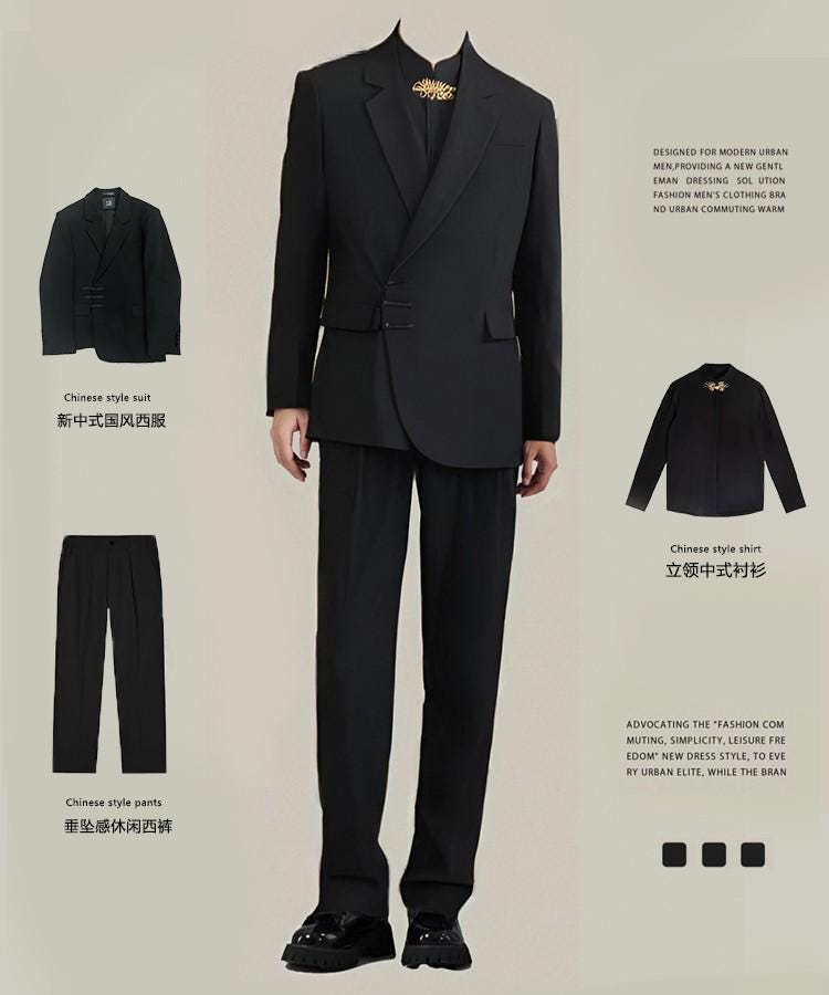 Men's Zhongshan Suit New Chinese Style Engagement Suit Traditional Chinese Wedding Tang Suit