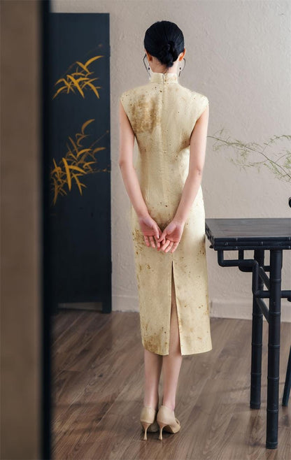 Chinese Beige Cheongsam, Modern Qipao Dress Ball Gowns Cocktail Party Dress Engagement dress