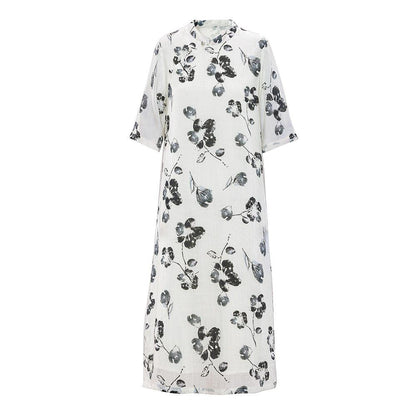 Ink Wash-inspired Print Loose Style Cheongsam