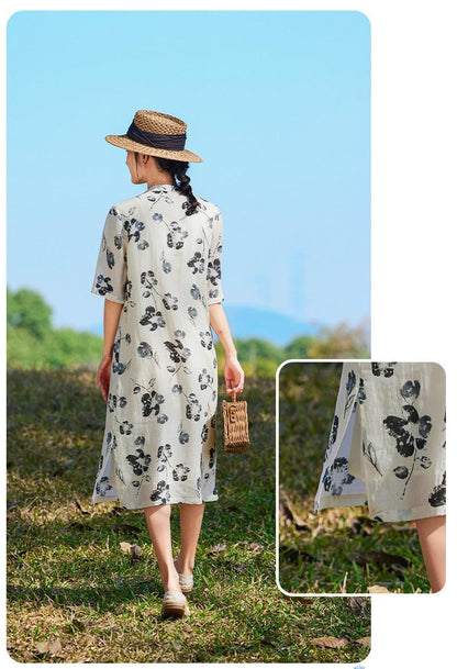 Ink Wash-inspired Print Loose Style Cheongsam