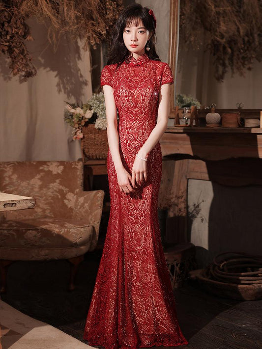 Handcrafted Chinese-Style Lace Qipao